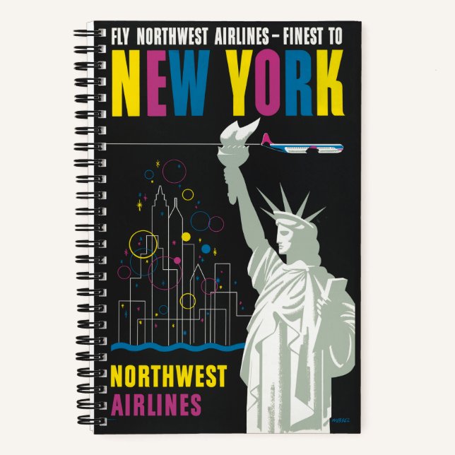 Travel Poster For Flying Northwest Airlines Notebook (Front)