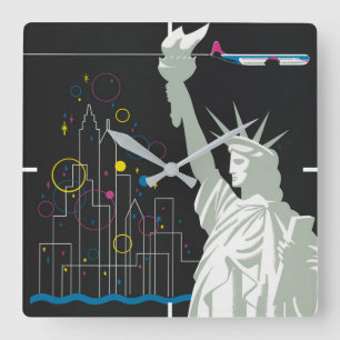 Travel Poster For Flying Northwest Airlines Square Wall Clock