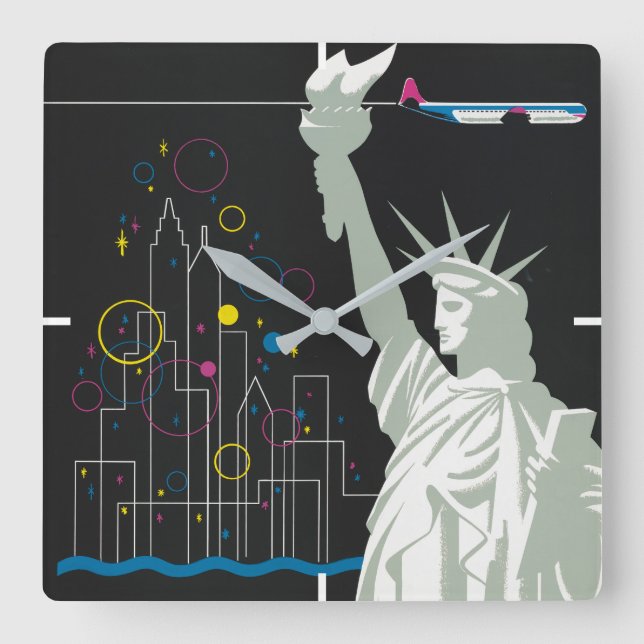 Travel Poster For Flying Northwest Airlines Square Wall Clock (Front)