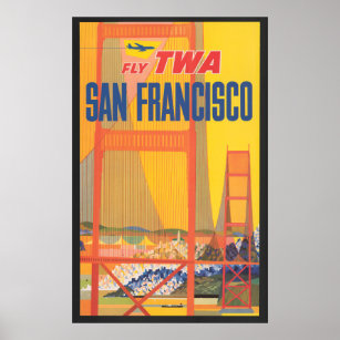 Travel Poster For Flying Twa To San Francisco