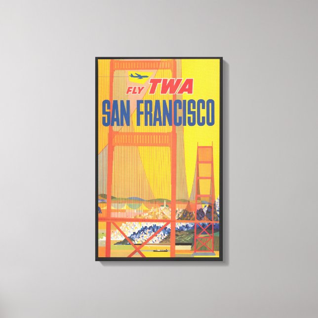 Travel Poster For Flying Twa To San Francisco Canvas Print (Front)