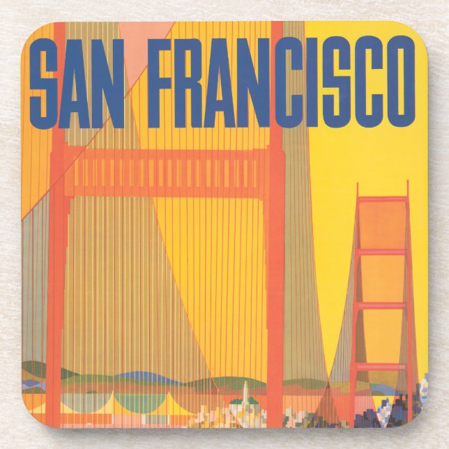 Travel Poster For Flying Twa To San Francisco Coaster (Front)