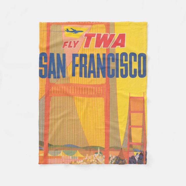 Travel Poster For Flying Twa To San Francisco Fleece Blanket (Front)