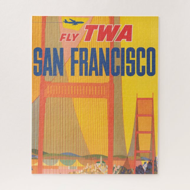 Travel Poster For Flying Twa To San Francisco Jigsaw Puzzle (Vertical)