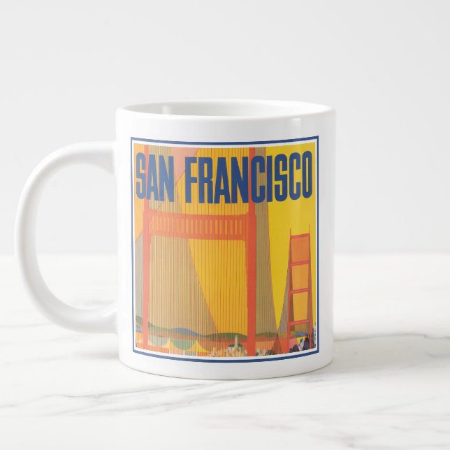 Travel Poster For Flying Twa To San Francisco Large Coffee Mug (Left)