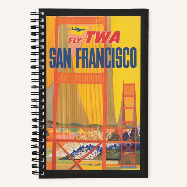 Travel Poster For Flying Twa To San Francisco Notebook (Front)