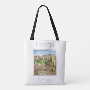 Travel Poster for Malaga Spain Tote Bag