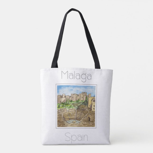 Travel Poster for Malaga Spain Tote Bag (Back)