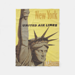 Travel Poster For New York, United Air Lines Fleece Blanket