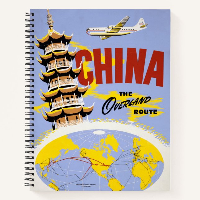 Travel Poster For Northwest Orient Airlines Notebook (Front)