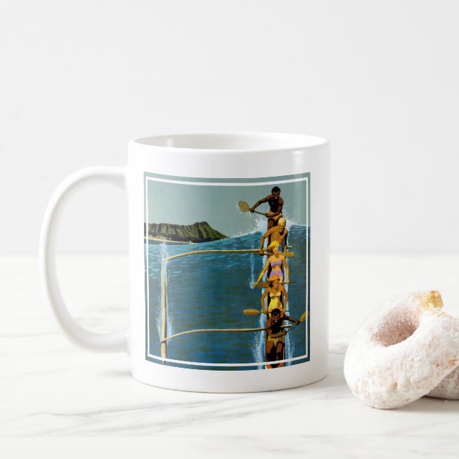 Travel Poster For United Air Lines To Hawaii Coffee Mug (With Donut)