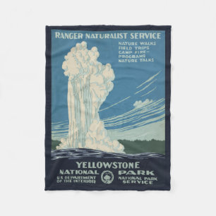 Travel Poster For Yellowstone National Park Fleece Blanket