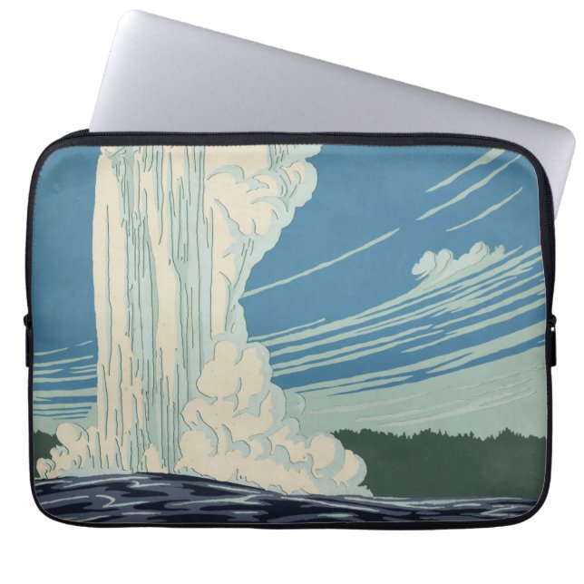 Travel Poster For Yellowstone National Park Laptop Sleeve (Front)