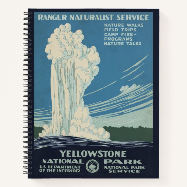 Travel Poster For Yellowstone National Park Notebook (Front)
