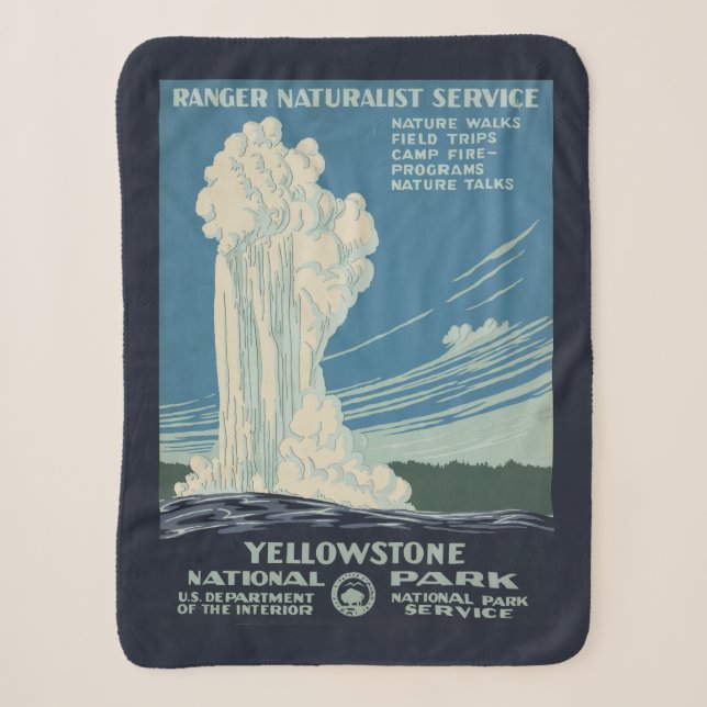 Travel Poster For Yellowstone National Park Sherpa Blanket (Front)