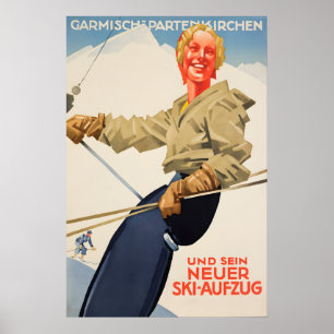 Travel Poster Germany Ski Skiing