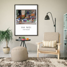 Travel Poster, Ha Noi Vietnam, Customizable