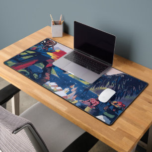 Travel Poster Of Seaplane Flying Over Caribbean Desk Mat