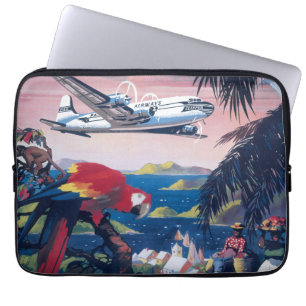 Travel Poster Of Seaplane Flying Over Caribbean Laptop Sleeve