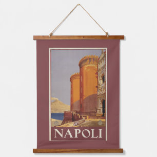 Travel Poster Of Vesuvius And The Bay Of Naples Hanging Tapestry