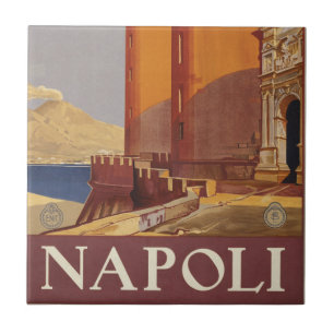 Travel Poster Of Vesuvius And The Bay Of Naples Tile