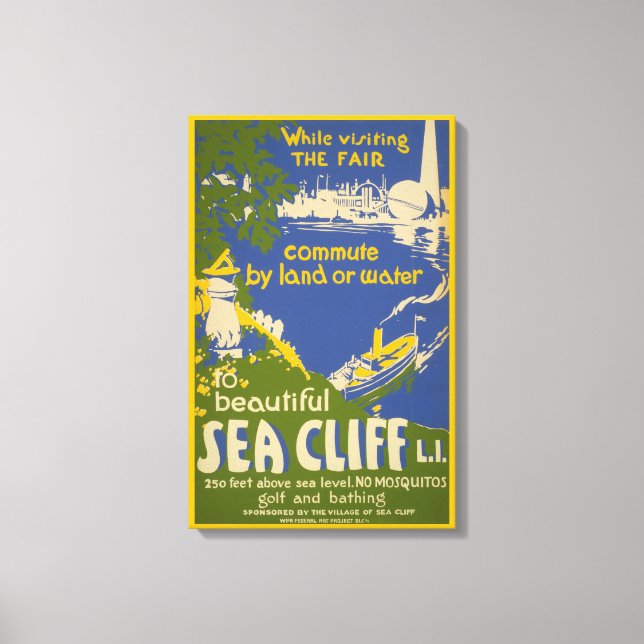Travel Poster Promoting Sea Cliff, Long Island 2 Canvas Print (Front)