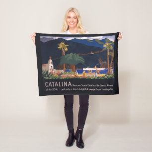 Travel Poster - Santa Catalina Island, California Fleece Blanket