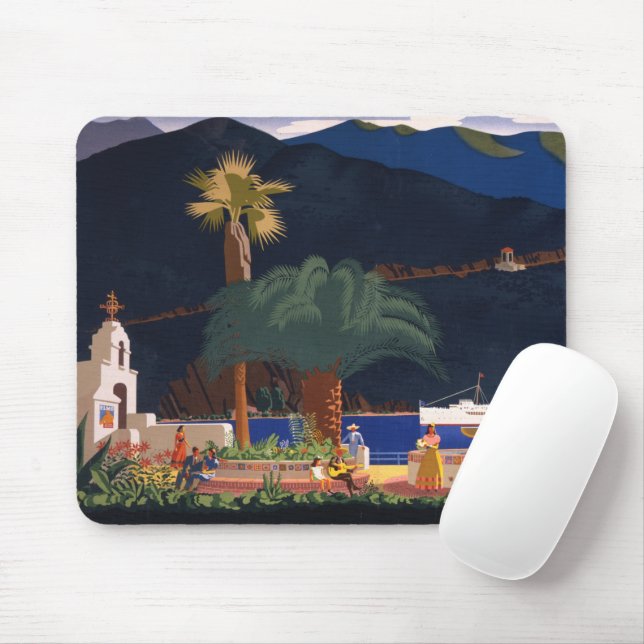 Travel Poster - Santa Catalina Island, California Mouse Pad (With Mouse)