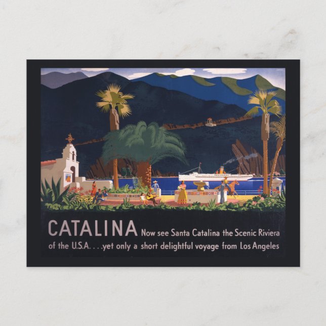 Travel Poster - Santa Catalina Island, California Postcard (Front)