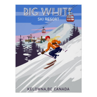Travel poster Ski Big White resort vintage