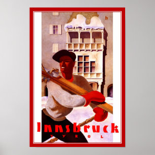 Travel Poster Vintage Innsbruck Tyrol Skiing
