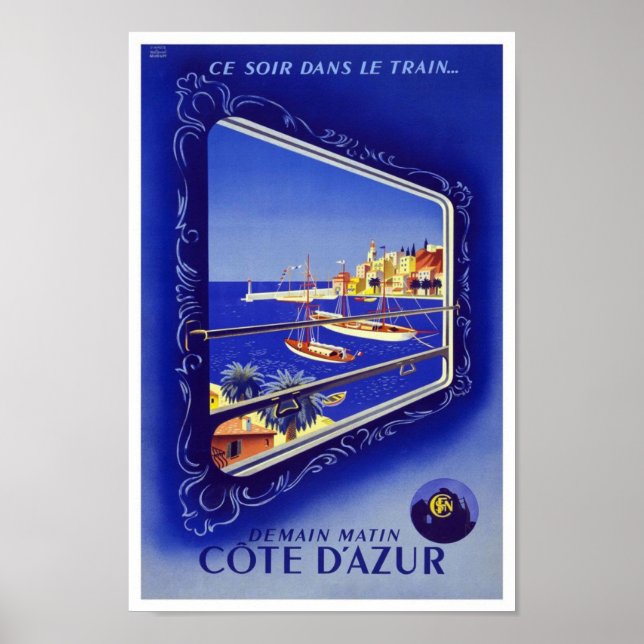 Travel Poster Vintage Train France Cote D'azur (Front)