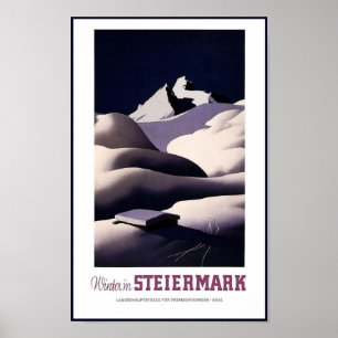 Travel Poster Vintage Winter Steiermark Austria