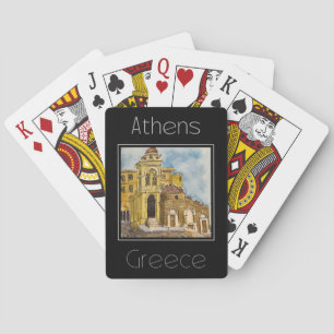 Travel poster water color of Athens Greece Playing Cards