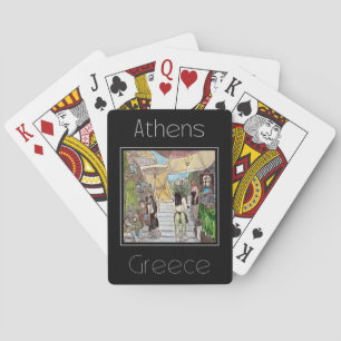 Travel poster water colour of Athens Greece Playing Cards