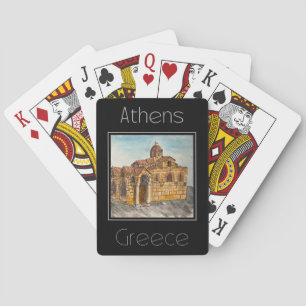 Travel poster water colour of Athens Greece Playing Cards