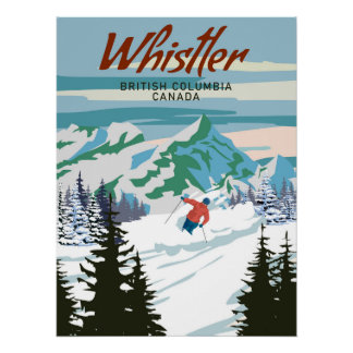 Travel poster Whistler Ski resort vintage