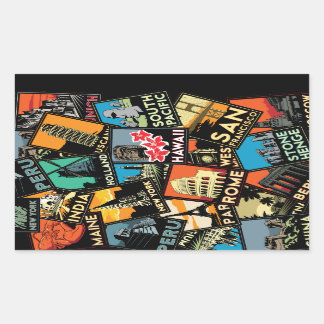 Travel posters retro vintage europe asia usa sticker