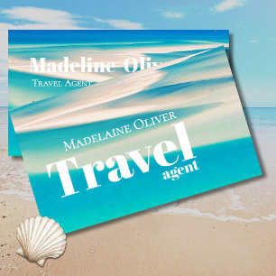 Travel QR Ocean Beach Sea White Blue Business Card