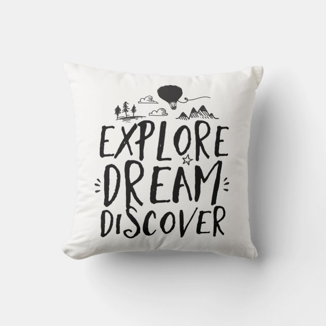 Travel Quote Explore Dream Discover Pillow (Front)
