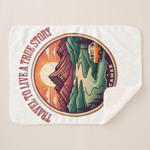 Travel Real Story Tee — No Fake Journeys Badge Sherpa Blanket