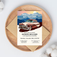 Travel Retro Classic Car Theme 50th Birthday