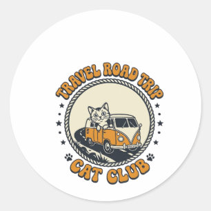 Travel Road Trip Cat Pet Lover Shirt Art - Travel Classic Round Sticker