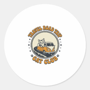Travel Road Trip Cat Pet Lover Shirt Art - Travel Classic Round Sticker