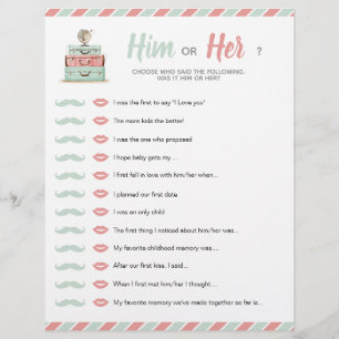 Travel Shower Theme Baby Bridal Him or Her Game