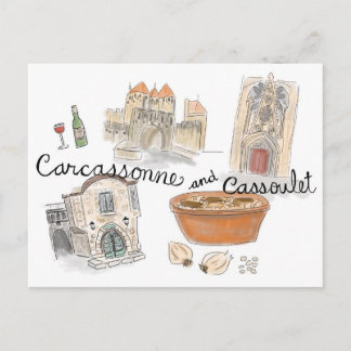 Travel Sketch Postcard: Cassoulet in Carcassonne Postcard