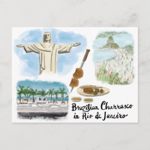 Travel Sketch Postcard: Churrasco - Rio de Janeiro Postcard