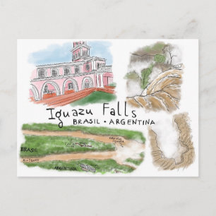 Travel Sketch Postcard: Iguazu Falls, Brasil Postcard