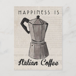 Travel Sketch Postcard: Italian Coffee Press Postcard