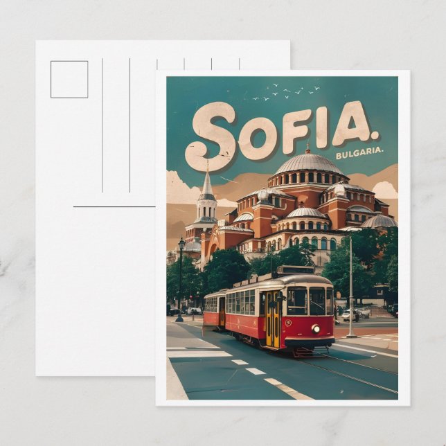 Travel Sofia, bulgaria vintage gifts city tram Postcard (Front/Back)